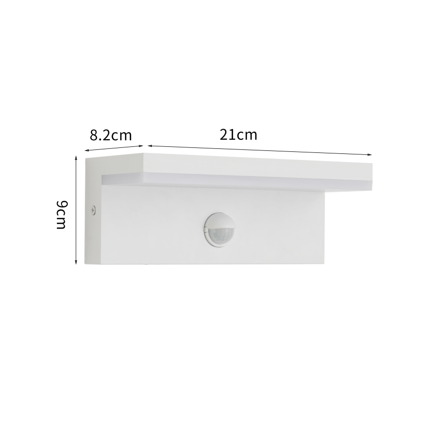 Brilagi - LED zunanja stenska svetilka s senzorjem TESSI LED/10W/230V bela IP54