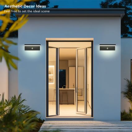 Brilagi - LED zunanja stenska svetilka s senzorjem TESSI LED/10W/230V črna IP54