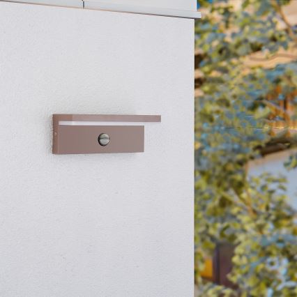 Brilagi - LED zunanja stenska svetilka s senzorjem TESSI LED/10W/230V rjava IP54