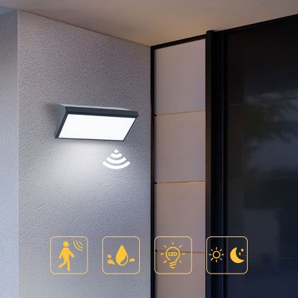 Brilagi - LED Zunanja stenska svetilka s senzorjem TRIANGLE LED/20W/230V antracit IP65