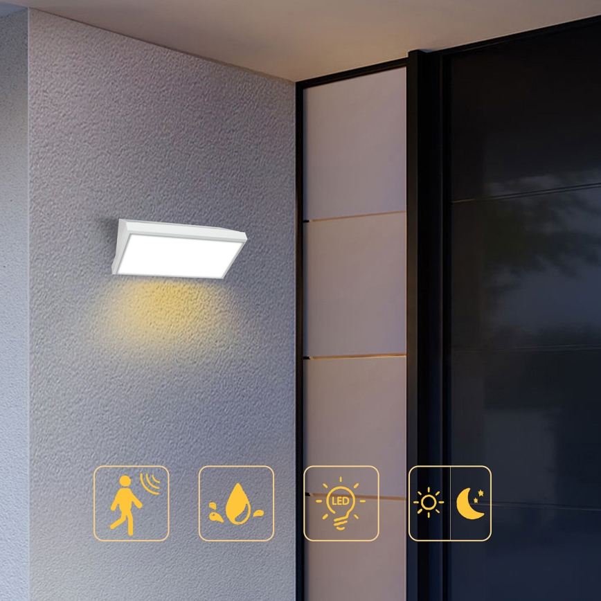 Brilagi - LED Zunanja stenska svetilka s senzorjem TRIANGLE LED/20W/230V bela IP65