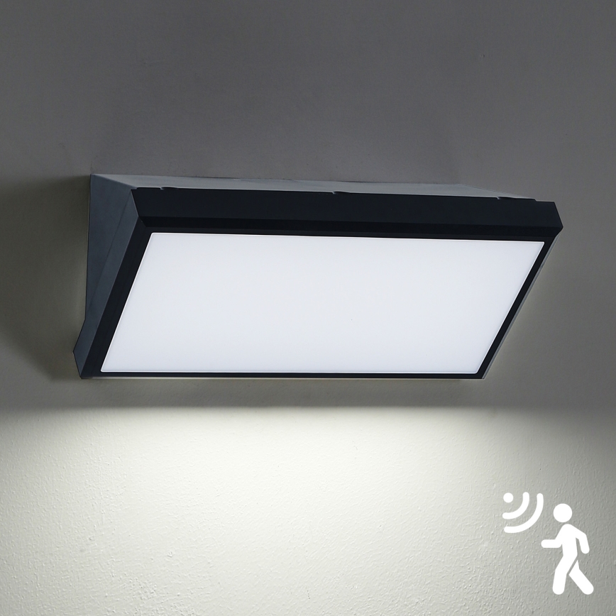 Brilagi - LED Zunanja stenska svetilka s senzorjem TRIANGLE LED/20W/230V črna IP65