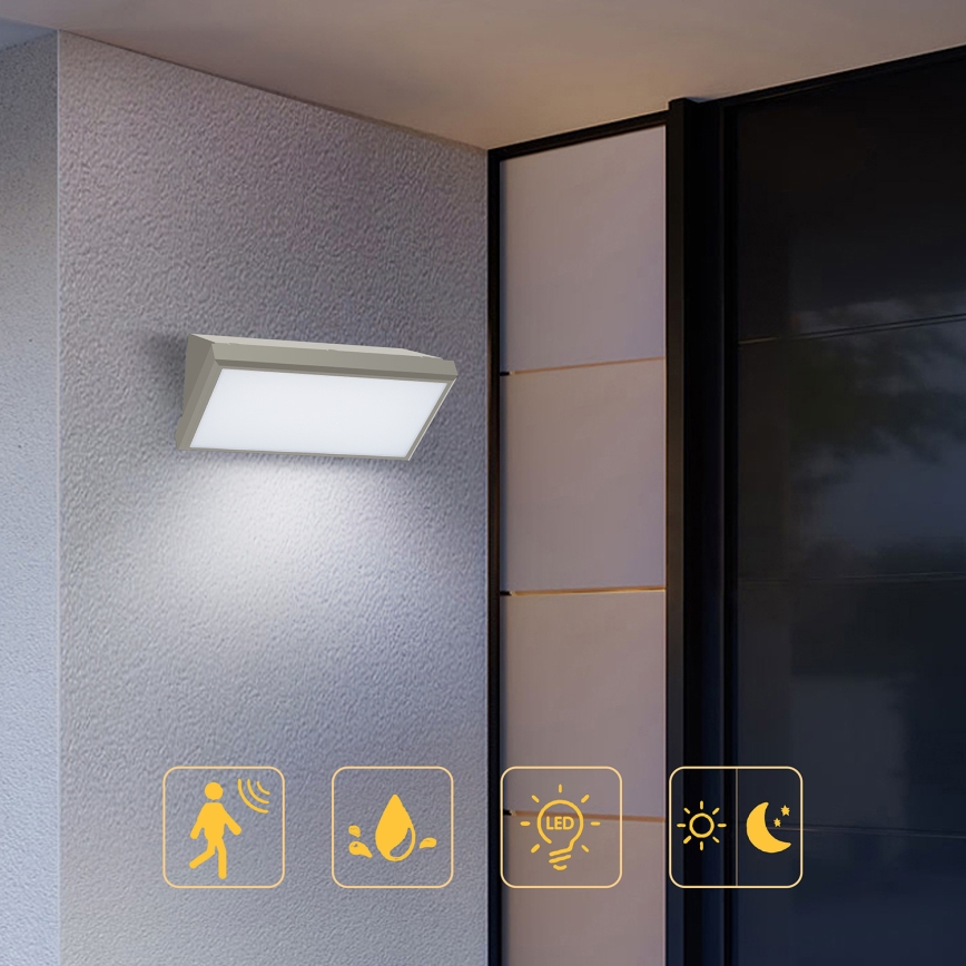 Brilagi - LED Zunanja stenska svetilka s senzorjem TRIANGLE LED/20W/230V siva IP65