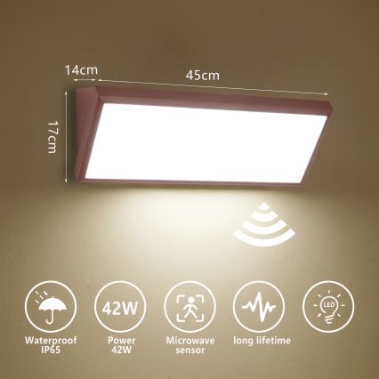 Brilagi - LED zunanja stenska svetilka s senzorjem TRIANGLE LED/42W/230V 45 cm rjava IP65