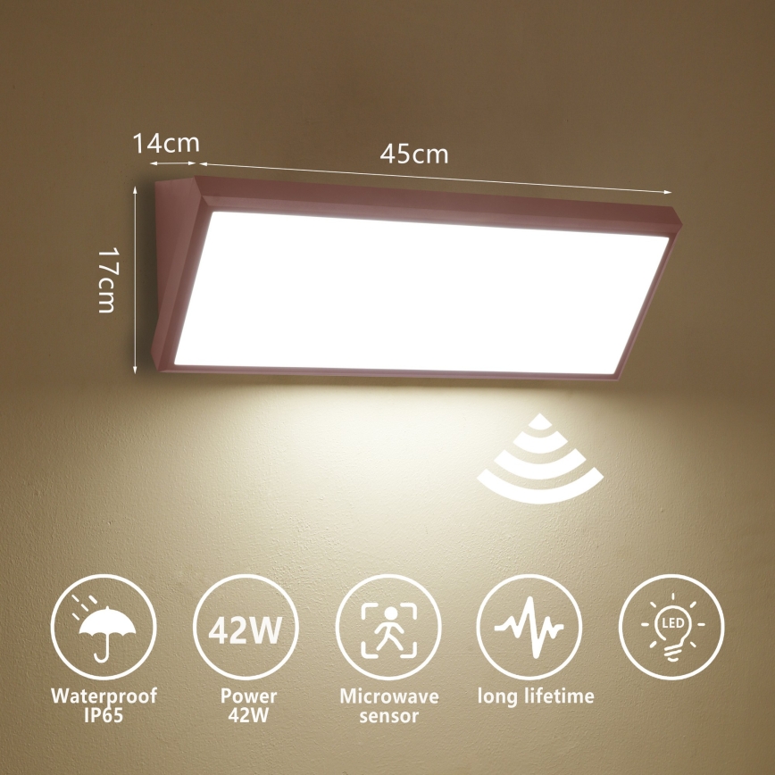 Brilagi - LED zunanja stenska svetilka s senzorjem TRIANGLE LED/42W/230V 45 cm rjava IP65