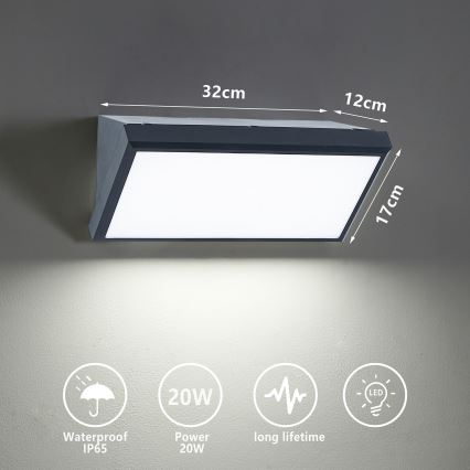 Brilagi - LED Zunanja stenska svetilka TRIANGLE LED/20W/230V antracit IP65