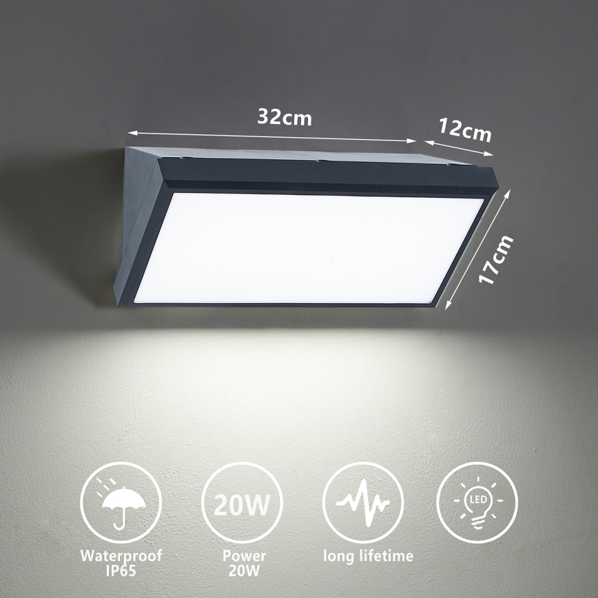 Brilagi - LED Zunanja stenska svetilka TRIANGLE LED/20W/230V antracit IP65