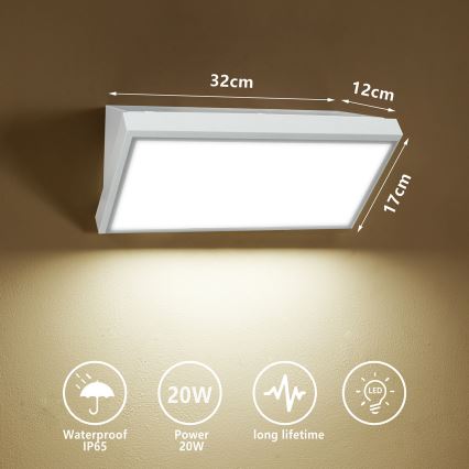 Brilagi - LED Zunanja stenska svetilka TRIANGLE LED/20W/230V bela IP65