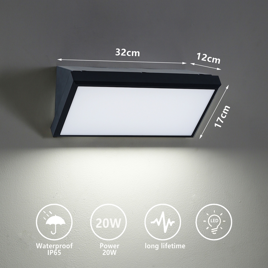 Brilagi - LED Zunanja stenska svetilka TRIANGLE LED/20W/230V črna IP65