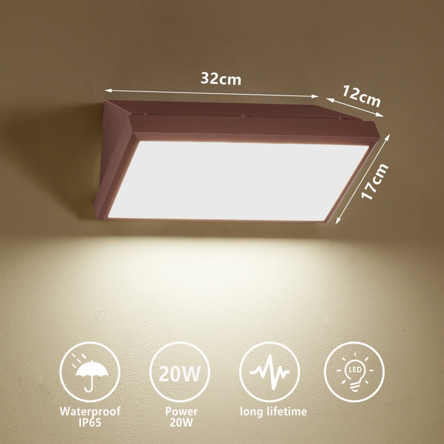 Brilagi - LED zunanja stenska svetilka TRIANGLE LED/20W/230V 3000/4000/6500K rjava IP65