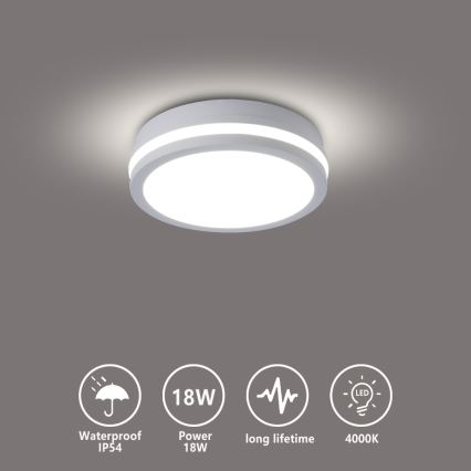 Brilagi - LED zunanja stropna svetilka BENE LED/18W/230V, premer 21,5 cm, bela, IP54