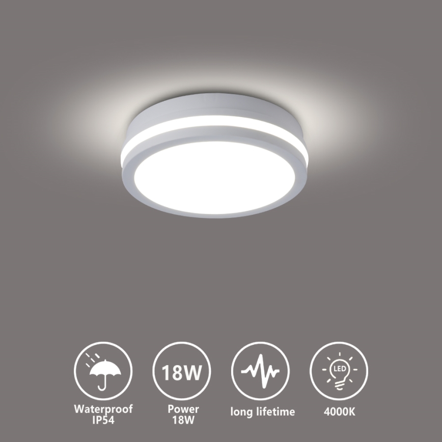 Brilagi - LED zunanja stropna svetilka BENE LED/18W/230V, premer 21,5 cm, bela, IP54