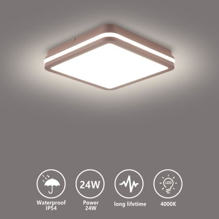 Brilagi - LED zunanja stropna svetilka BENE LED/24W/230V 26x26 cm rjava IP54