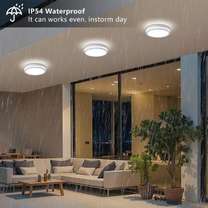 Brilagi - LED zunanja stropna svetilka BENE LED/24W/230V premer 26 cm bela IP54