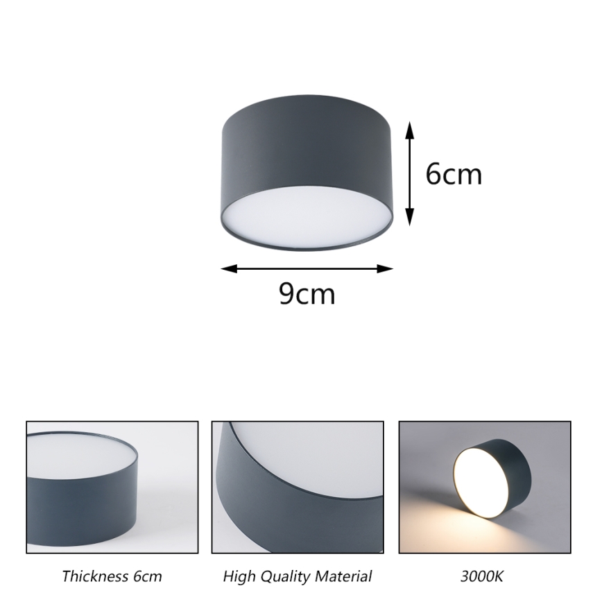 BRILAGI - LED zunanja stropna svetilka FORIS LED/9W/230V premer 9 cm antracitna IP44