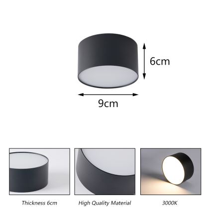 BRILAGI - LED Zunanja stropna svetilka FORIS LED/9W/230V Ø 9 cm črna IP44