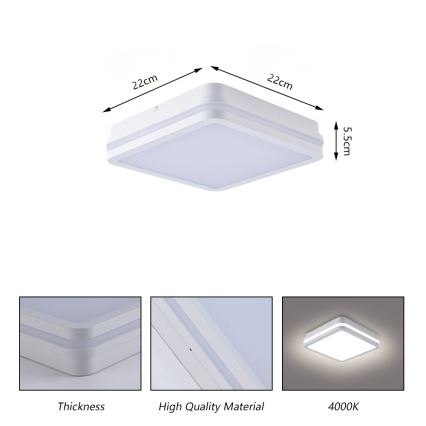 Brilagi - LED zunanja svetilka s senzorjem BENE LED/18W/230V 22x22 cm bela IP54