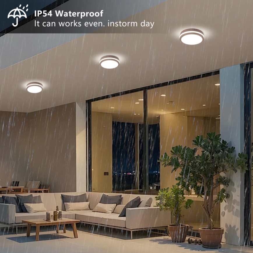 Brilagi - LED zunanja stropna svetilka s senzorjem BENE LED/18W/230V premer 21,5 cm rjava IP54