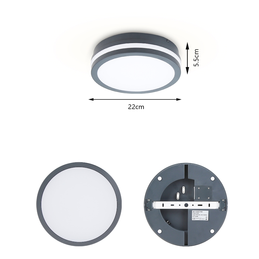 Brilagi - LED zunanja svetilka s senzorjem BENE LED/18W/230V Ø 22 cm antracit IP54