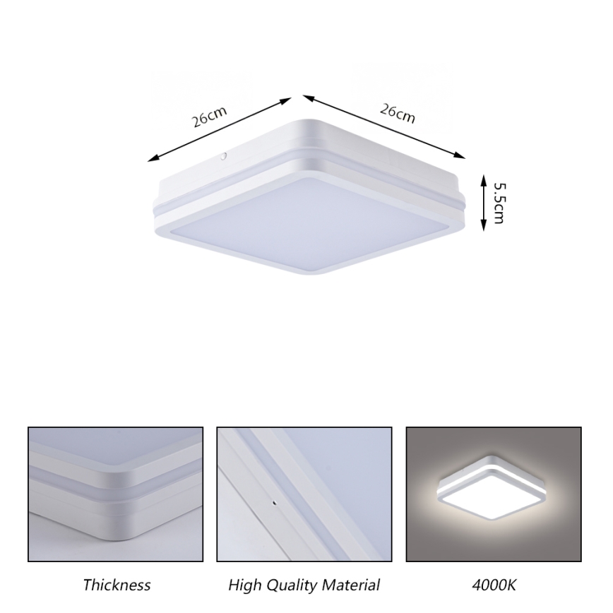 Brilagi - LED zunanja svetilka s senzorjem BENE LED/24W/230V 26x26 cm bela IP54