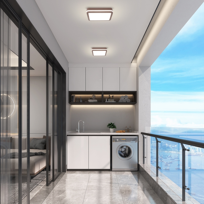 Brilagi - LED zunanja stropna svetilka s senzorjem BENE LED/24W/230V 26x26 cm rjava IP54