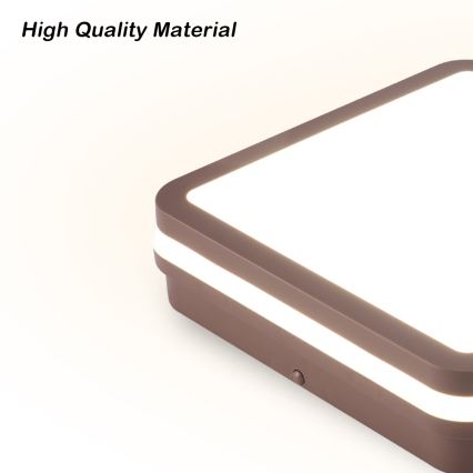 Brilagi - LED zunanja stropna svetilka s senzorjem BENE LED/24W/230V 26x26 cm rjava IP54