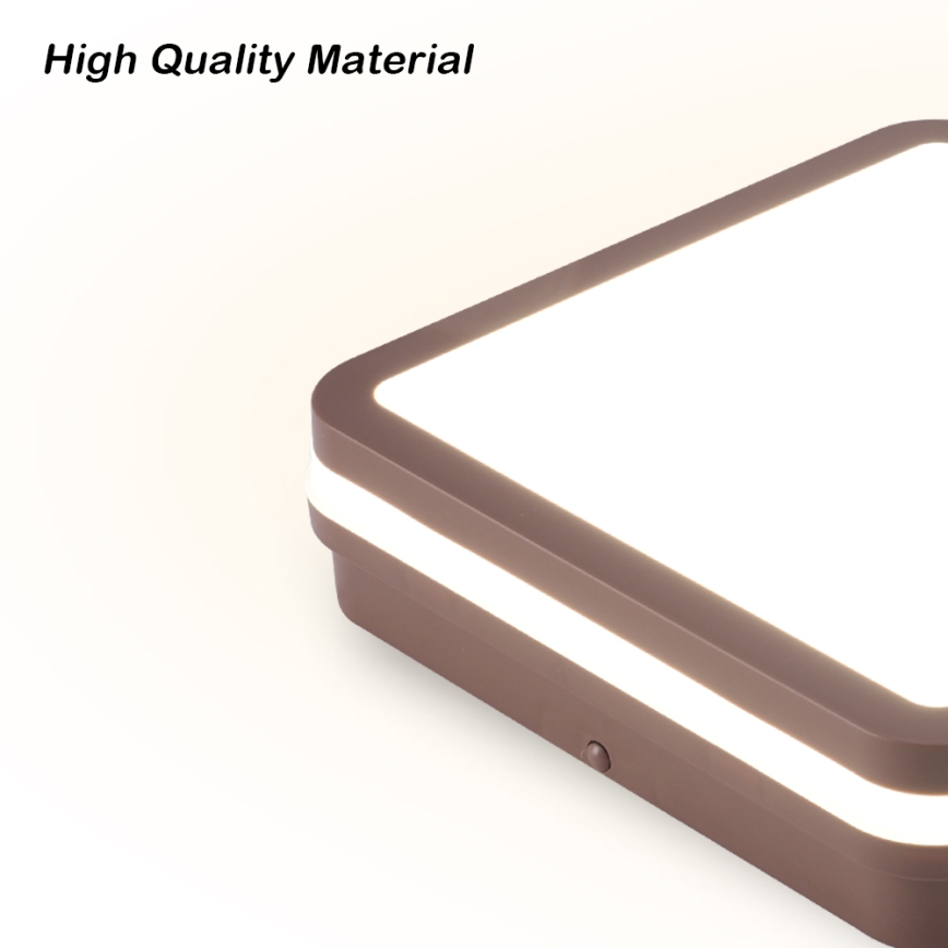 Brilagi - LED zunanja stropna svetilka s senzorjem BENE LED/24W/230V 26x26 cm rjava IP54