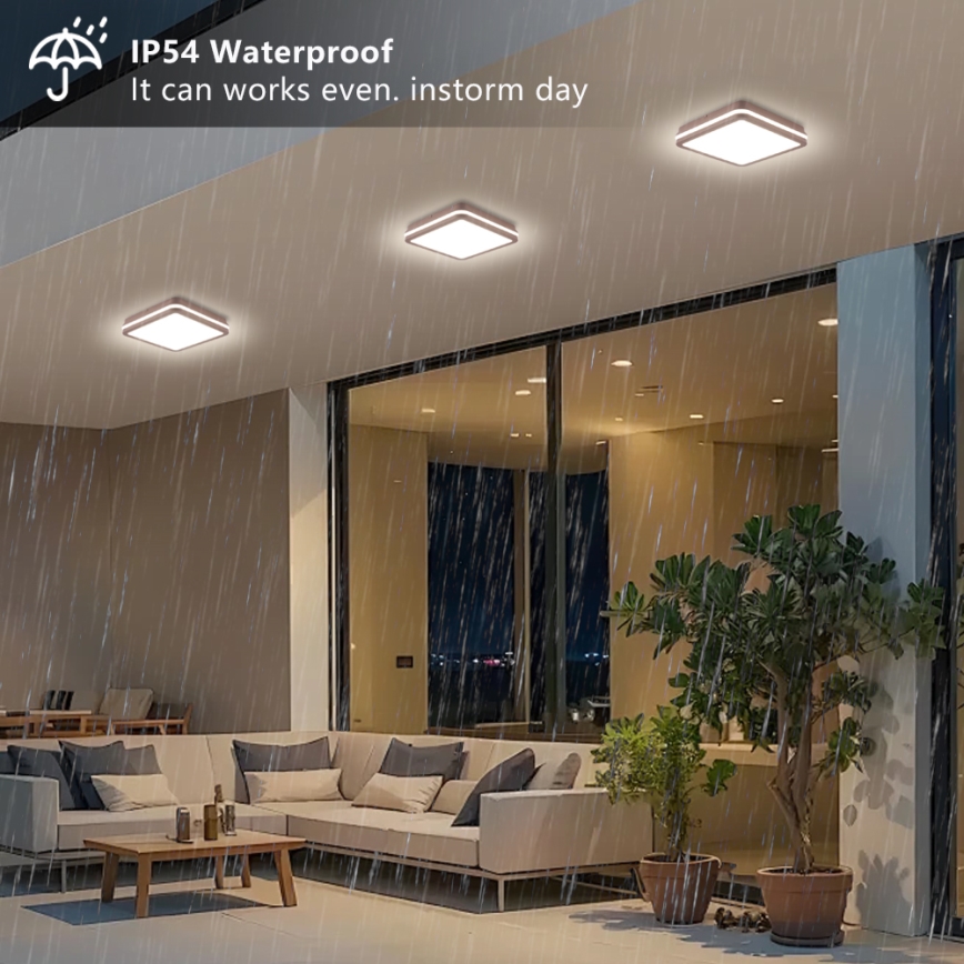 Brilagi - LED zunanja stropna svetilka s senzorjem BENE LED/24W/230V 26x26 cm rjava IP54