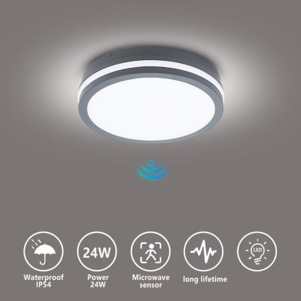 Brilagi - LED zunanja svetilka s senzorjem BENE LED/24W/230V, premer 26 cm, antracit, IP54