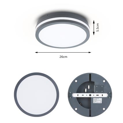 Brilagi - LED zunanja svetilka s senzorjem BENE LED/24W/230V, premer 26 cm, antracit, IP54