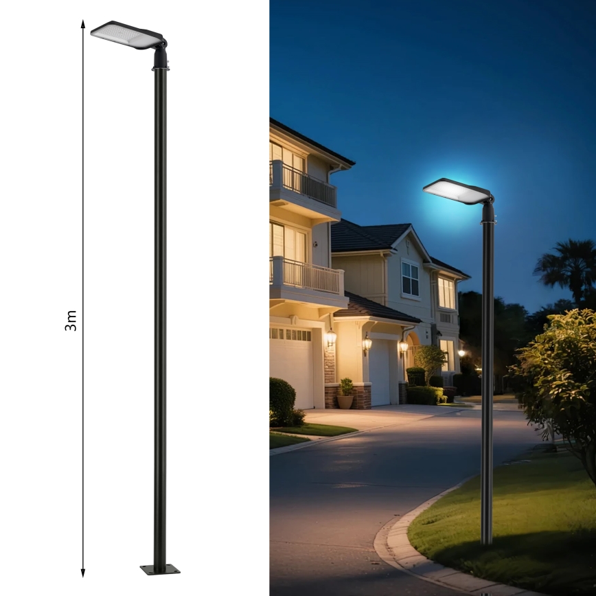 Brilagi - LED zunanja ulična svetilka s 3 m stebrom in zglobom URBANLIGHT LED/100W/230V črna IP65