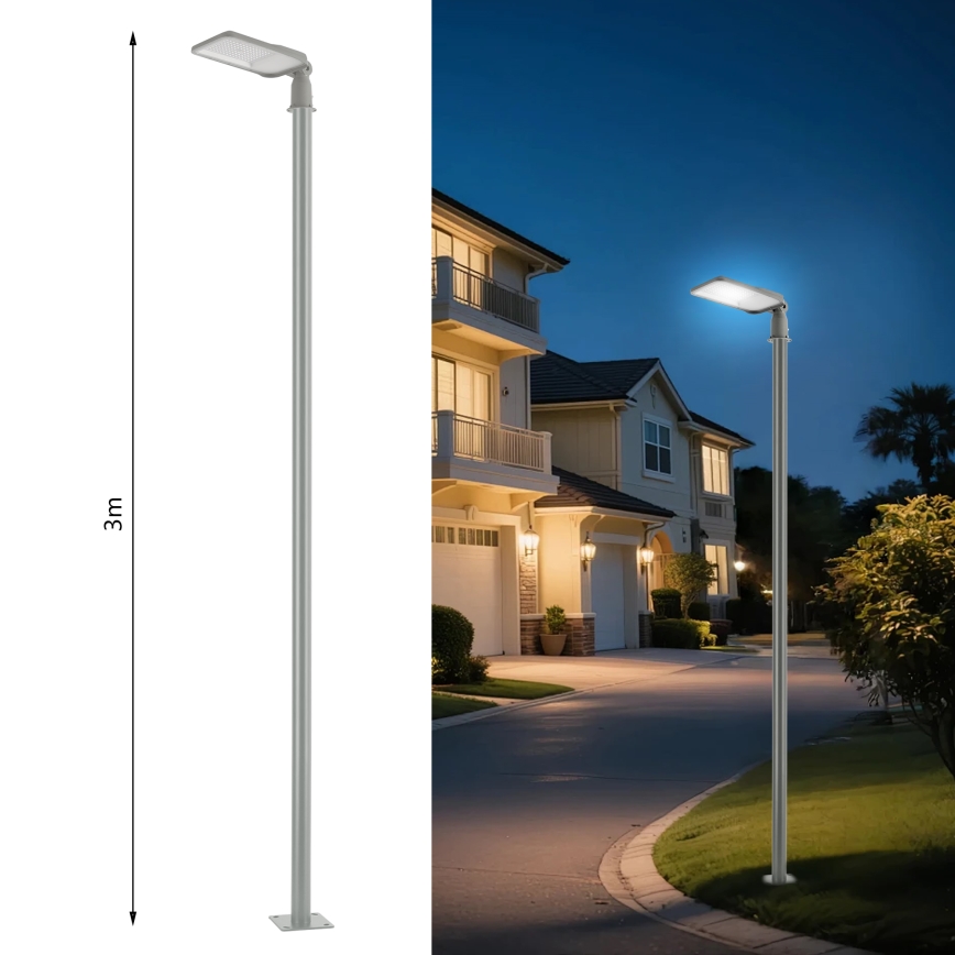 Brilagi - LED zunanja ulična svetilka s stebrom in nastavljivim zglobom 3 m URBANLIGHT LED/100W/230V siva IP65