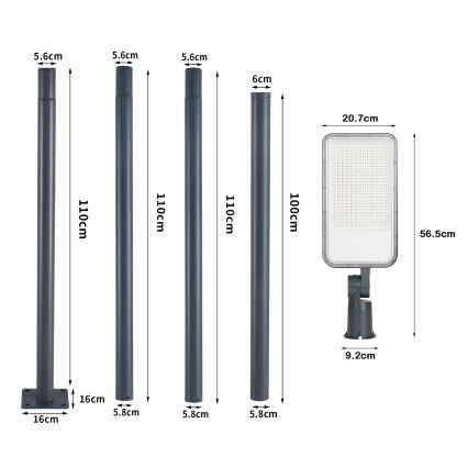 Brilagi - LED zunanja ulična svetilka s stebrom in zglobom 4 m URBANLIGHT LED/200W/230V antracitna IP65