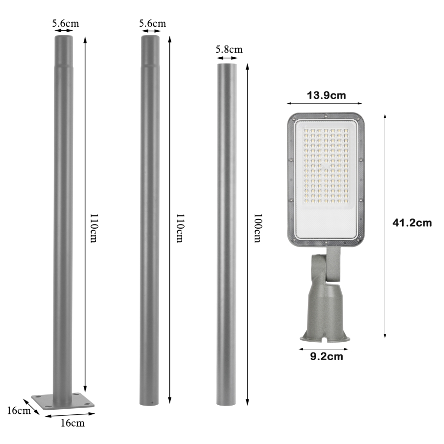 Brilagi - LED zunanja ulična svetilka s stebrom in zglobom 3 m URBANLIGHT LED/50W/230V siva IP65