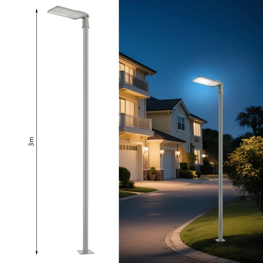 Brilagi - LED zunanja ulična svetilka s 3 m stebrom in zglobom URBANLIGHT LED/200W/230V siva IP65