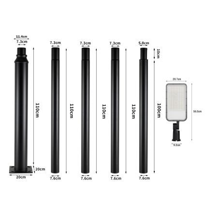 Brilagi - LED zunanja ulična svetilka z 5 m drogom in nastavljivim zglobom URBANLIGHT LED/200W/230V črna IP65