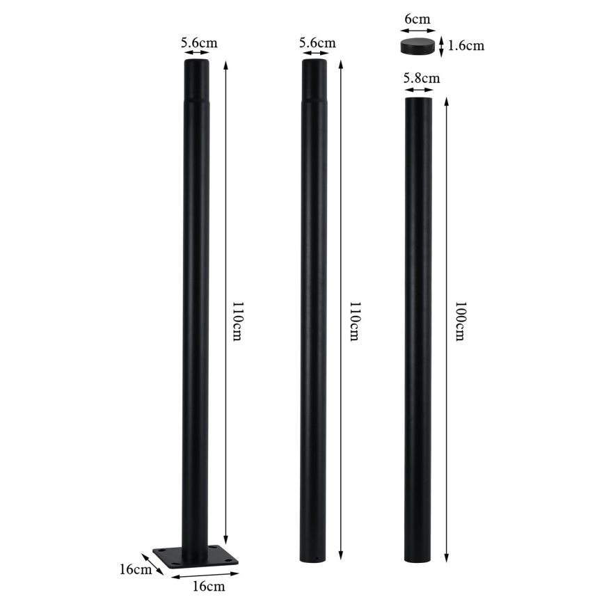 Brilagi - LED zunanja ulična svetilka z 3 m drogom URBANSPARK LED/120W/230V črna IP65
