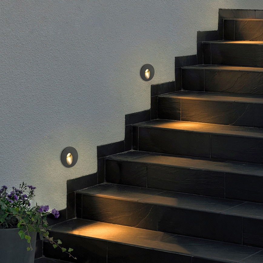 Brilagi - LED zunanja vgradna svetilka STAIRDOT LED/2W/230V črna IP65 okrogla