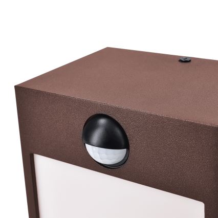 Brilagi - LED zunanja stenska svetilka z senzorjem TERNI LED/12W/230V rjava IP44