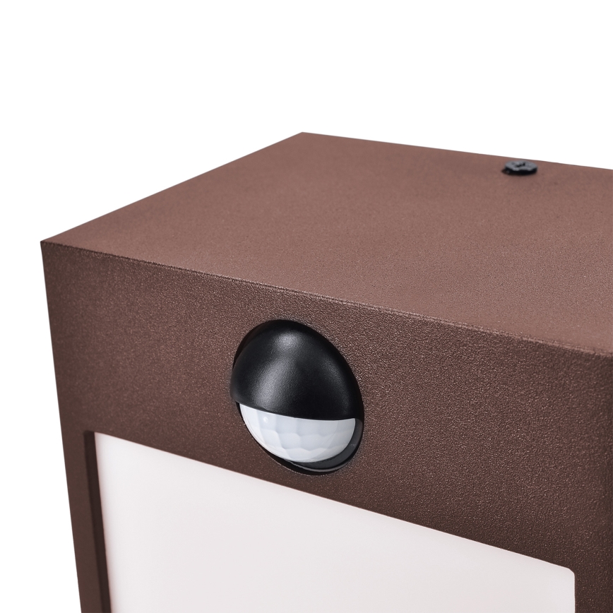 Brilagi - LED zunanja stenska svetilka z senzorjem TERNI LED/12W/230V rjava IP44