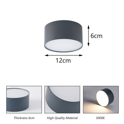 BRILAGI - LED Zunanje stropno svetilo FORIS LED/14W/230V premer 12 cm antracitno IP44