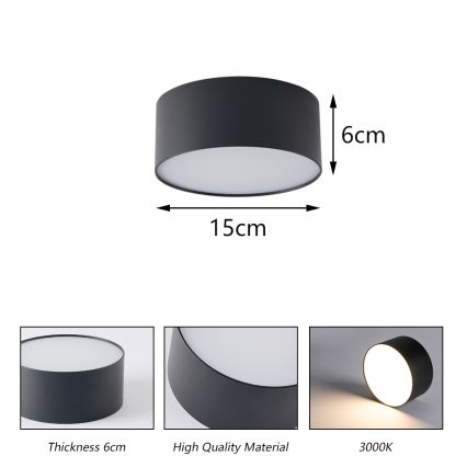 BRILAGI - LED zunanja stropna svetilka FORIS LED/20W/230V premer 15 cm črna IP44