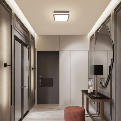 Brilagi - LED zunanja stropna svetilka s senzorjem BENE LED/18W/230V 21,5x21,5 cm rjava IP54