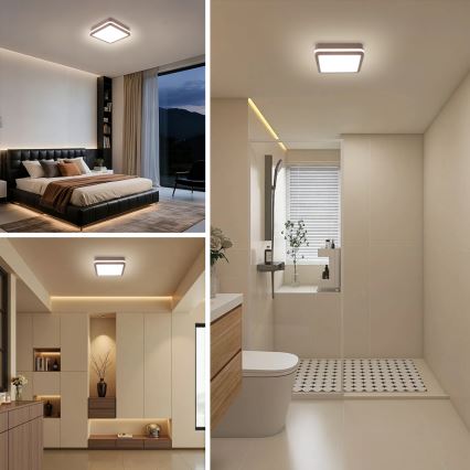 Brilagi - LED zunanja stropna svetilka s senzorjem BENE LED/18W/230V 21,5x21,5 cm rjava IP54