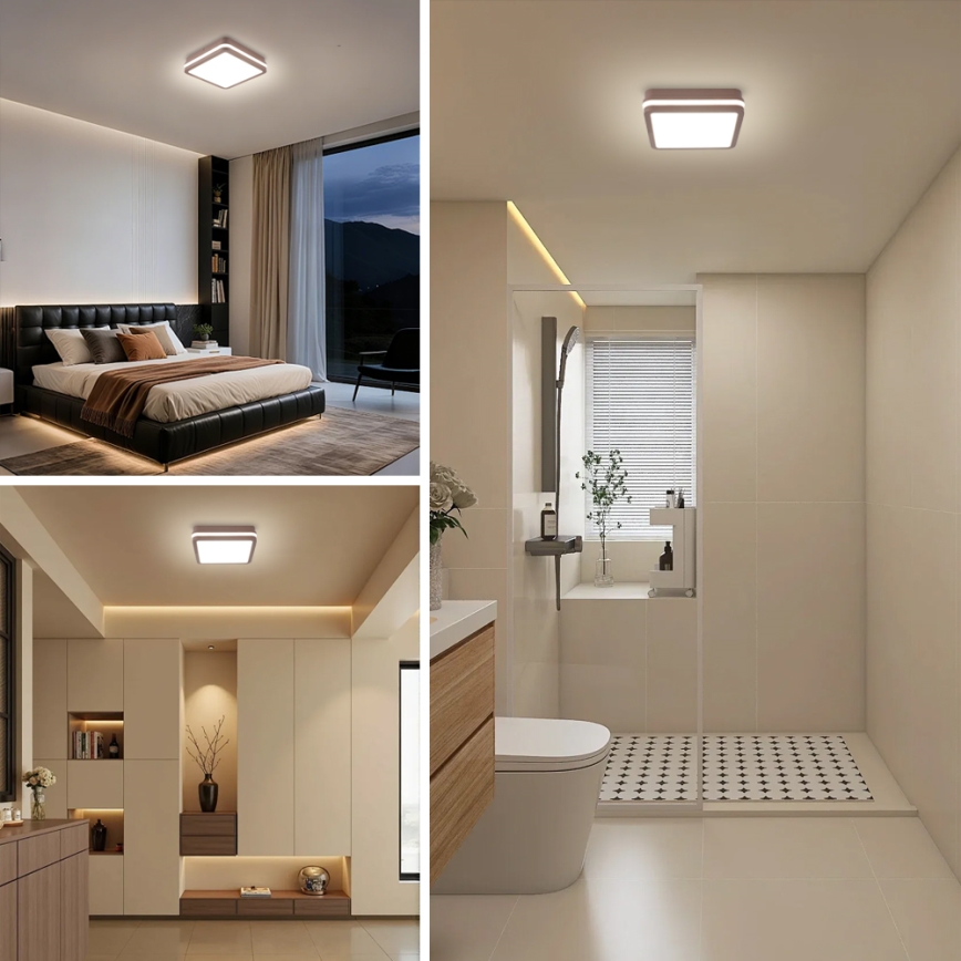Brilagi - LED zunanja stropna svetilka s senzorjem BENE LED/18W/230V 21,5x21,5 cm rjava IP54