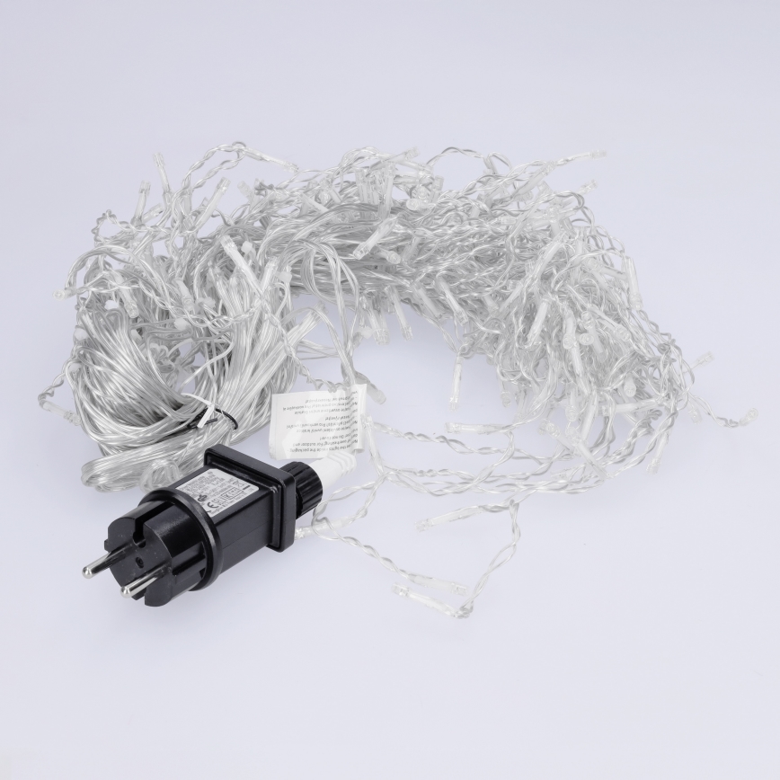 Brilagi - zunanji božični LED niz 200 LED / 8 funkcij, 13 m, IP44, hladno bela, v obliki ledenih kapljic