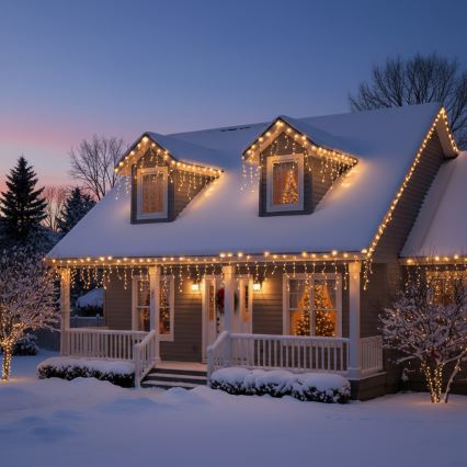 Brilagi - LED zunanji božični niz 200 LED / 8 funkcij 13 m IP44 topla bela v obliki ledenih kapnikov