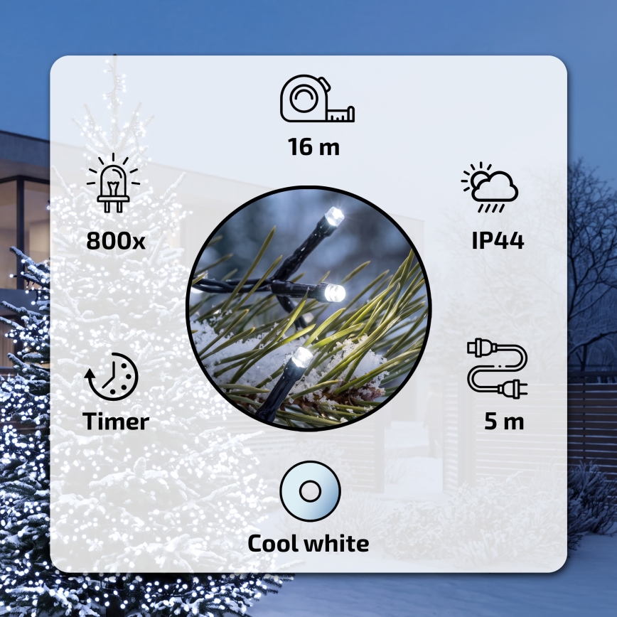 BRILAGI - LED zunanji božični niz 800xLED 21m IP44 hladno bela