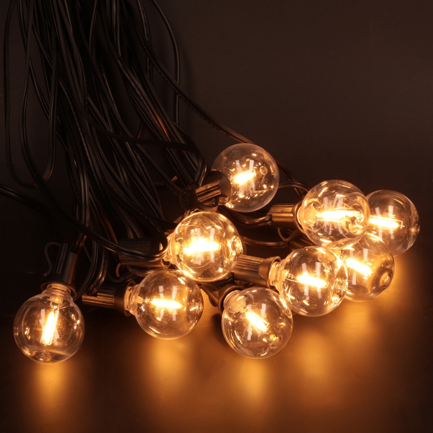 Brilagi - LED zunanja dekorativna veriga GIRLANDA 25xE12/0,6W/230V, 20 m, črna, IP44, topla bela + daljinski upravljalnik