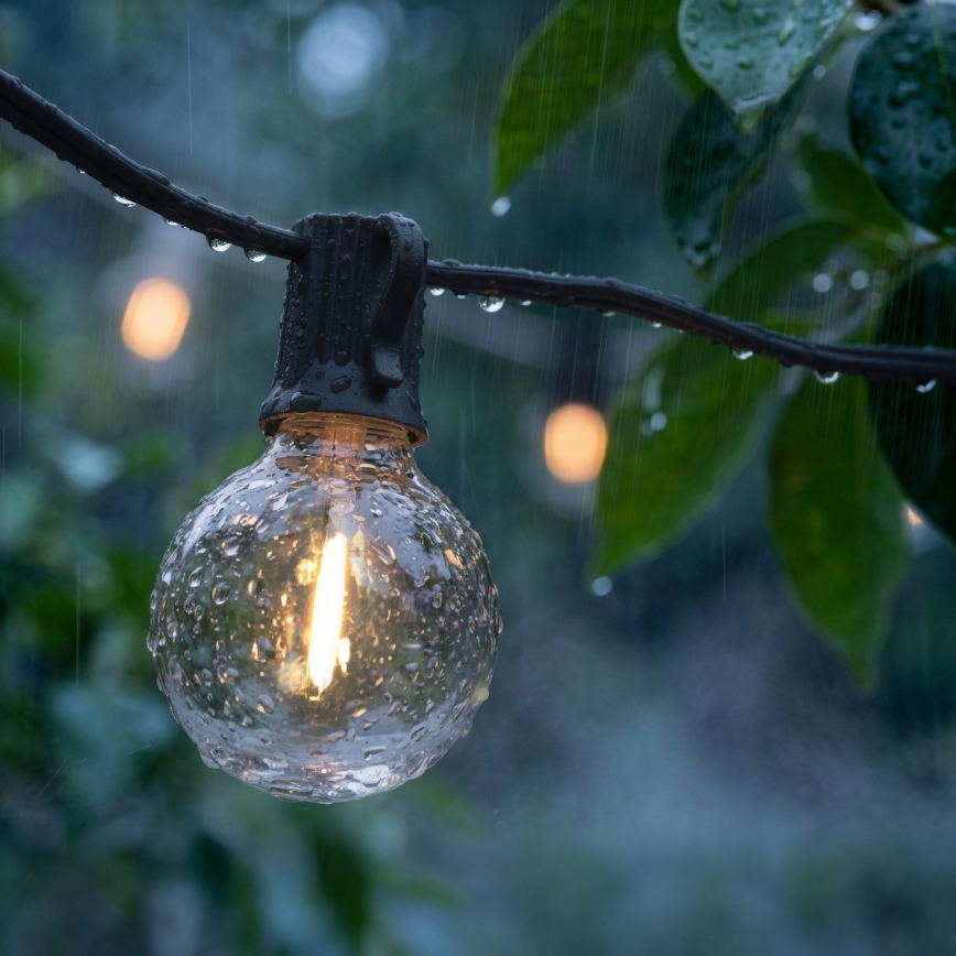 Brilagi - LED zunanja dekorativna veriga GIRLANDA 25xE12/0,6W/230V, 20 m, črna, IP44, topla bela + daljinski upravljalnik